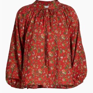 R Rhode Rafael Floral Cotton Self-Tie Top